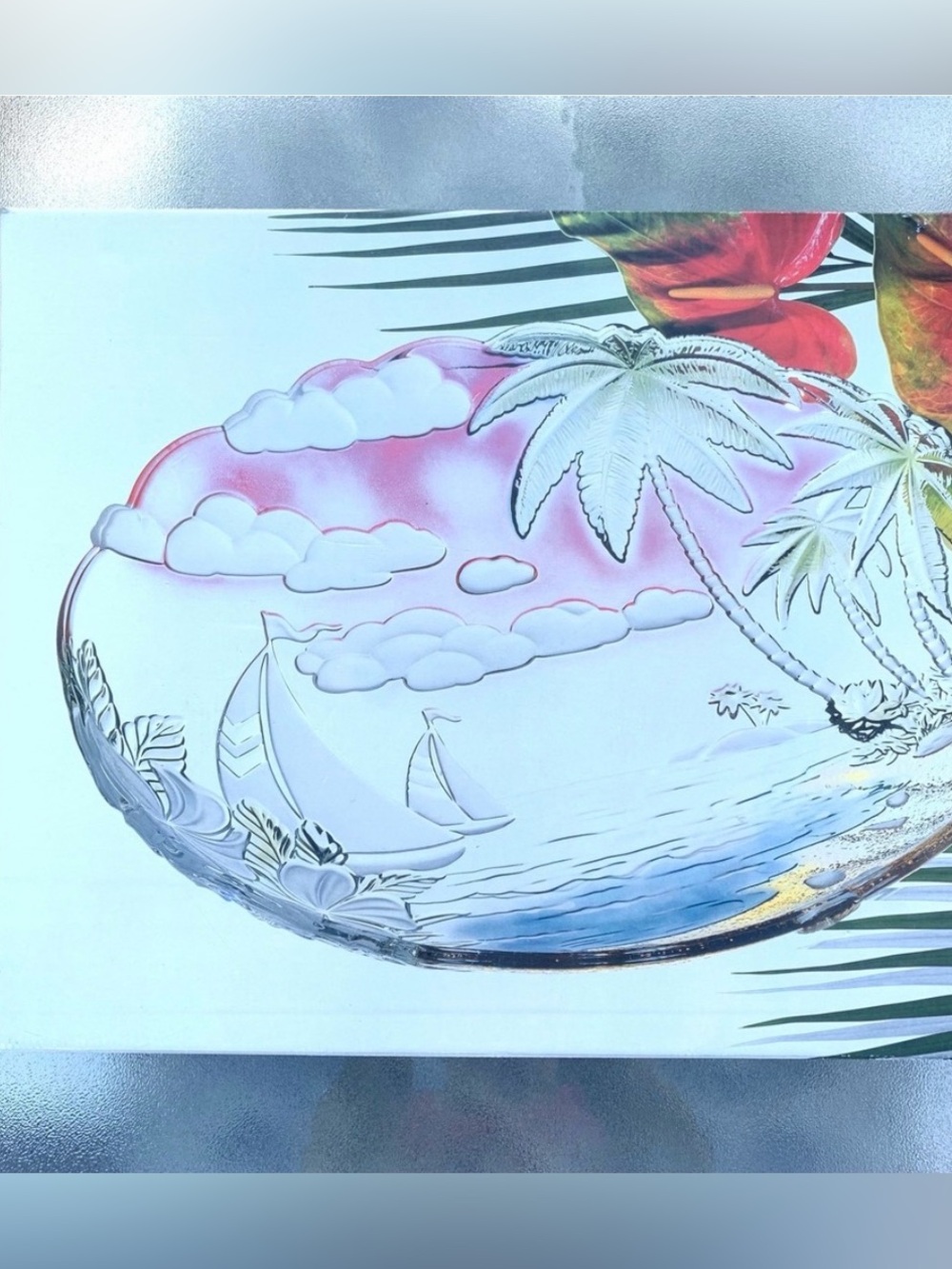 Mikasa 3D Sunrise Bay 18-1/2” Oval Sailboat Nautical Hostess Glass Platter